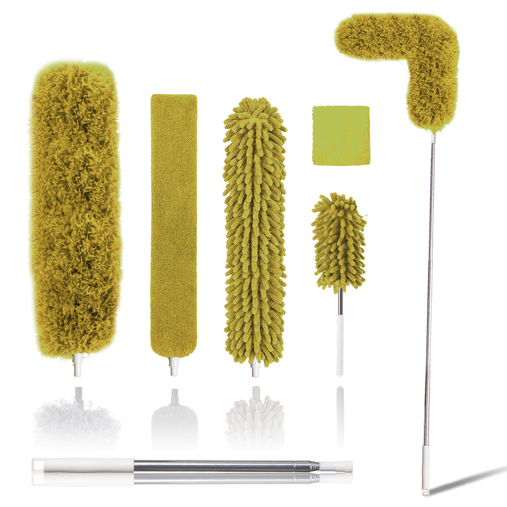 Upgraded Dusters for Cleaning (6pcs), Ceiling Fan Duster with 100" Thickened Extension Pole, Extendable Long Microfiber Duster for High Ceilings, Reusable & Washable Dusting Wand by OOSOFITT