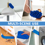Upgraded Dusters for Cleaning (6pcs), Ceiling Fan Duster with 100" Thickened Extension Pole, Extendable Long Microfiber Duster for High Ceilings, Reusable & Washable Dusting Wand by OOSOFITT Blue