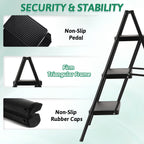 3-Step Folding Ladder, Heavy Duty Ladders for Home & Kitchen, Folding Ladder Easy to Store, Tall Ladder for Adults, Anti-Slip & Space-Saving Step Ladder, 330 Lbs Capacity