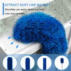 Upgraded Dusters for Cleaning (6pcs), Ceiling Fan Duster with 100" Thickened Extension Pole, Extendable Long Microfiber Duster for High Ceilings, Reusable & Washable Dusting Wand by OOSOFITT Blue