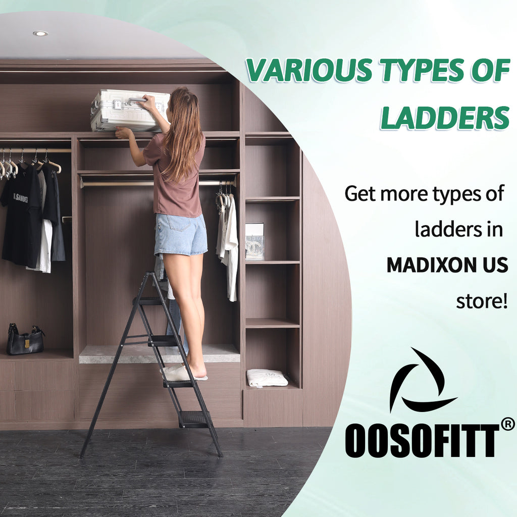 4-Step Folding Ladder, Heavy Duty Ladders for Home & Kitchen, Folding Ladder Easy to Store, Tall Ladder for Adults, Anti-Slip & Space-Saving Step Ladder, 330 Lbs Capacity