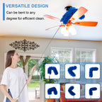 Upgraded Dusters for Cleaning (6pcs), Ceiling Fan Duster with 100" Thickened Extension Pole, Extendable Long Microfiber Duster for High Ceilings, Reusable & Washable Dusting Wand by OOSOFITT Blue