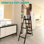 5-Step Folding Ladder, Heavy Duty Ladders for Home & Kitchen, Folding Ladder Easy to Store, Tall Ladder for Adults, Anti-Slip & Space-Saving Step Ladder, 330 Lbs Capacity