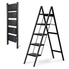 5-Step Folding Ladder, Heavy Duty Ladders for Home & Kitchen, Folding Ladder Easy to Store, Tall Ladder for Adults, Anti-Slip & Space-Saving Step Ladder, 330 Lbs Capacity