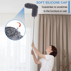 Upgraded Dusters for Cleaning (6pcs), Ceiling Fan Duster with 100" Thickened Extension Pole, Extendable Long Microfiber Duster for High Ceilings, Reusable & Washable Dusting Wand by OOSOFITT