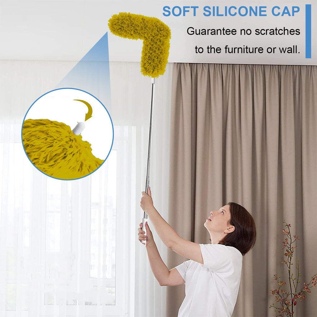 Upgraded Dusters for Cleaning (6pcs), Ceiling Fan Duster with 100" Thickened Extension Pole, Extendable Long Microfiber Duster for High Ceilings, Reusable & Washable Dusting Wand by OOSOFITT