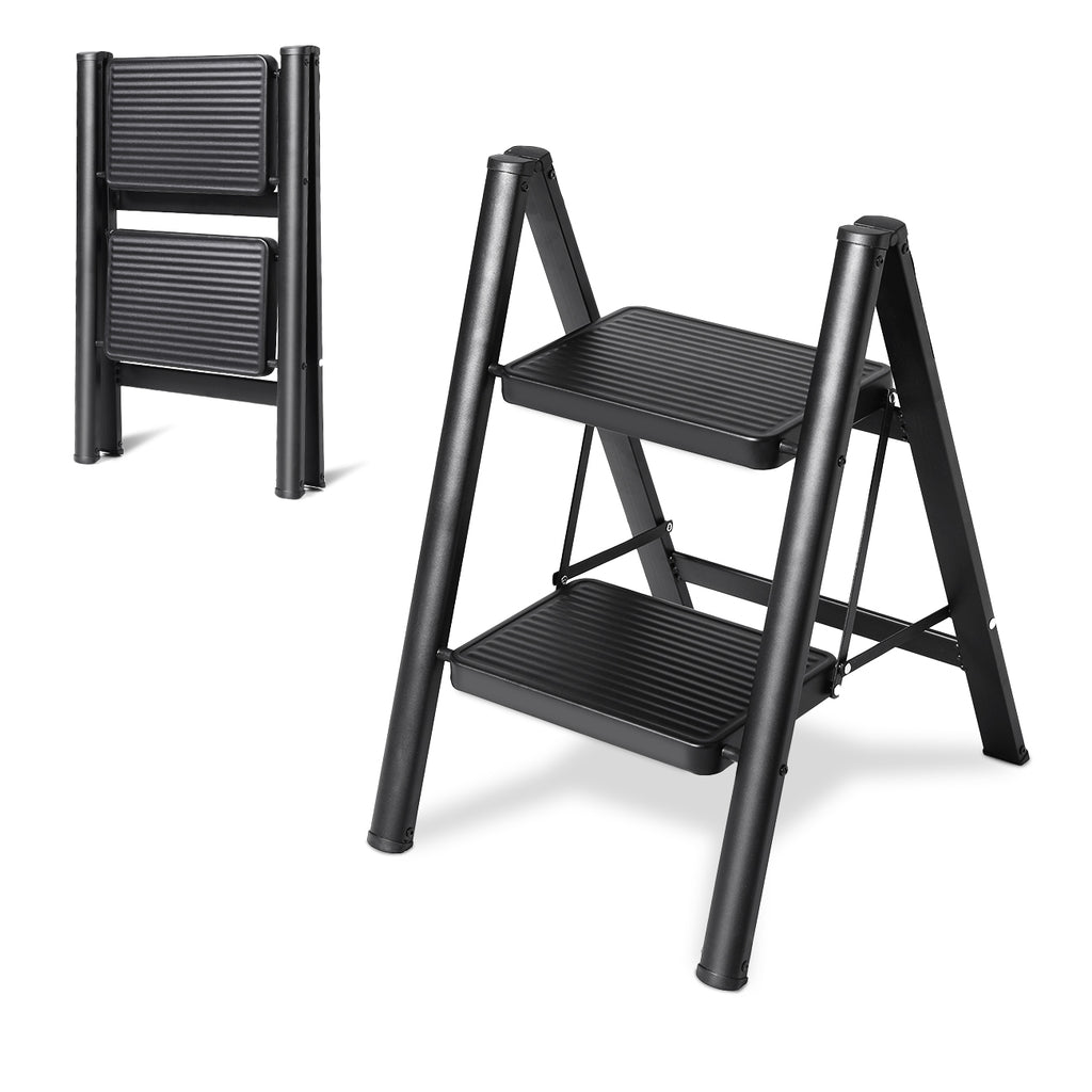 2 Step Ladder Folding Step Stool, Heavy Duty 330 Lbs Load Stepladder, Small Kitchen/Closet Ladder for Adults/Kids, Lightweight Step Ladder 2 Step Folding with Anti-Slip Wide Pedal for Home by OOSOFITT