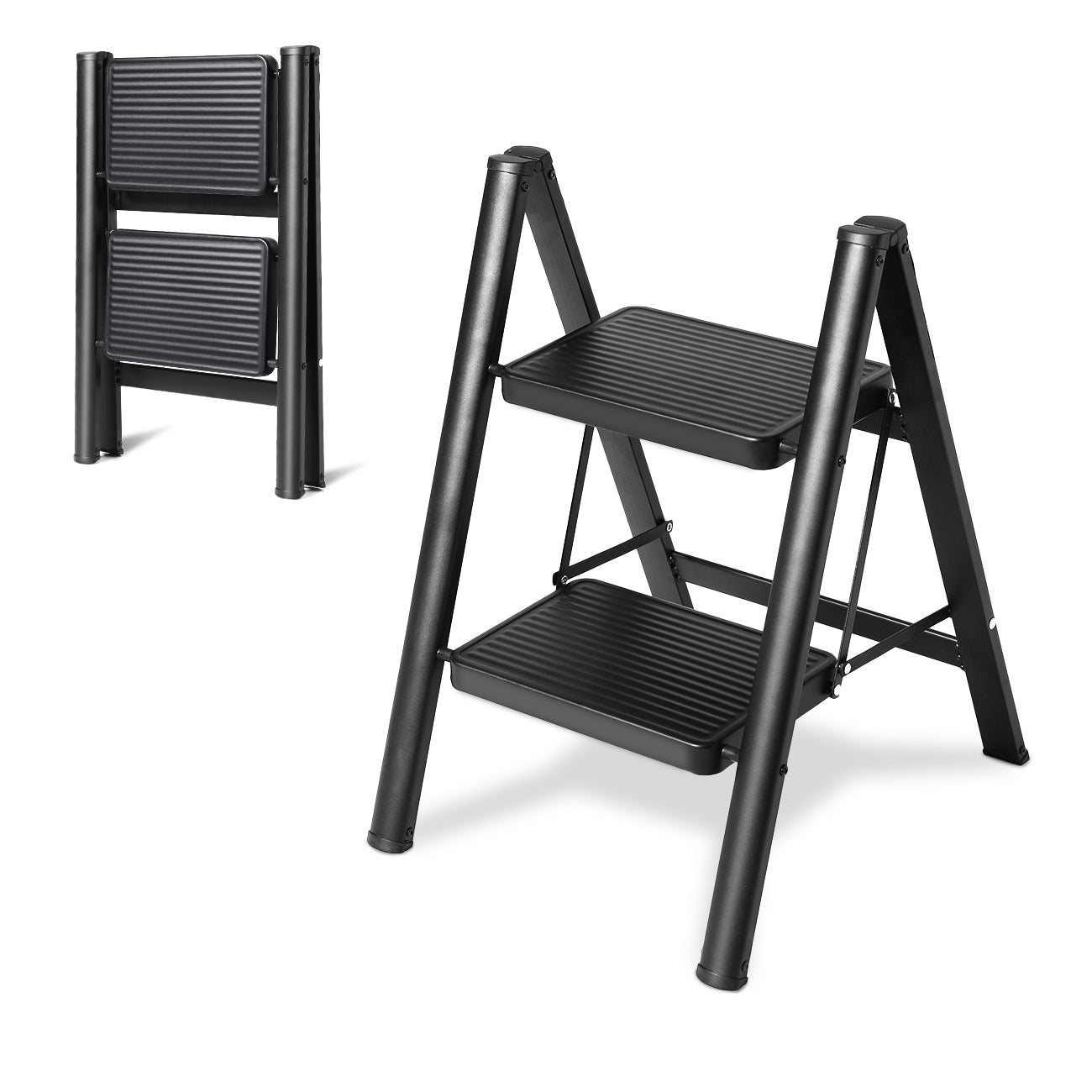 2 Step Ladder Folding Step Stool, Heavy Duty 330 Lbs Load Stepladder, Small Kitchen/Closet Ladder for Adults/Kids, Lightweight Step Ladder 2 Step Folding with Anti-Slip Wide Pedal for Home by OOSOFITT