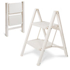 2 Step Ladder Folding Step Stool, Heavy Duty 330 Lbs Load Stepladder, Small Kitchen/Closet Ladder for Adults/Kids, Lightweight Step Ladder 2 Step Folding with Anti-Slip Wide Pedal for Home Off White
