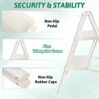 2 Step Ladder Folding Step Stool, Heavy Duty 330 Lbs Load Stepladder, Small Kitchen/Closet Ladder for Adults/Kids, Lightweight Step Ladder 2 Step Folding with Anti-Slip Wide Pedal for Home Off White