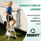 2 Step Ladder Folding Step Stool, Heavy Duty 330 Lbs Load Stepladder, Small Kitchen/Closet Ladder for Adults/Kids, Lightweight Step Ladder 2 Step Folding with Anti-Slip Wide Pedal for Home Off White