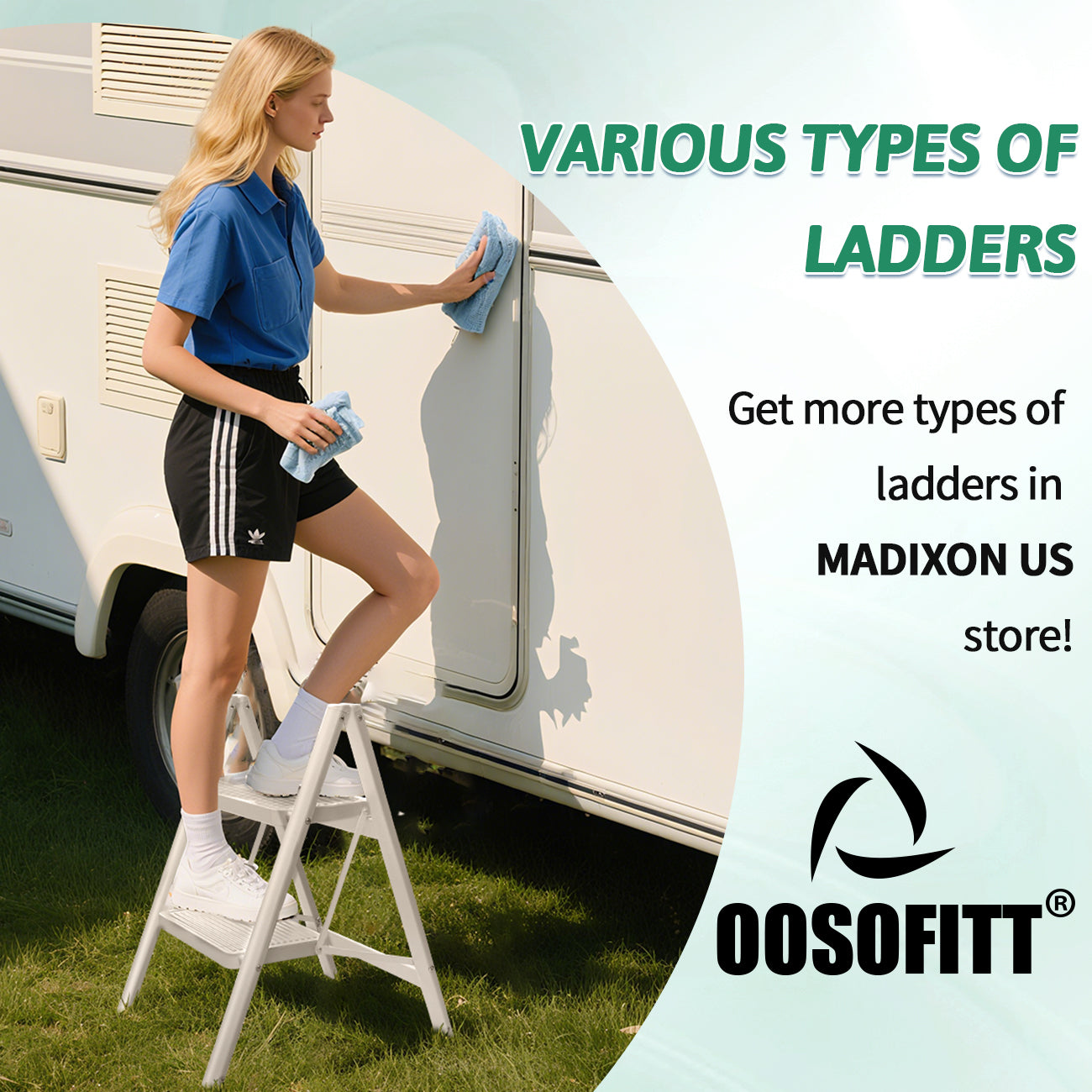 2 Step Ladder Folding Step Stool, Heavy Duty 330 Lbs Load Stepladder, Small Kitchen/Closet Ladder for Adults/Kids, Lightweight Step Ladder 2 Step Folding with Anti-Slip Wide Pedal for Home Off White