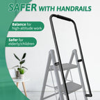 5-Step Folding Ladder with Handrails, Heavy Duty Ladders for Home & Kitchen, Folding Ladder Easy to Store, Tall Ladder for Adults, Anti-Slip & Space-Saving Step Ladder, 330 Lbs Capacity