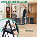 5-Step Folding Ladder with Handrails, Heavy Duty Ladders for Home & Kitchen, Folding Ladder Easy to Store, Tall Ladder for Adults, Anti-Slip & Space-Saving Step Ladder, 330 Lbs Capacity