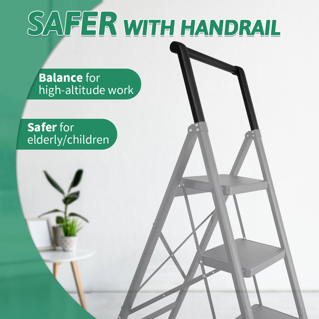6 Step Ladder with Handrails, Heavy Duty Ladders for Home & Kitchen, Folding Ladder Easy to Store, Tall Ladder for Adults, Anti-Slip & Space-Saving Step Ladder, 330 Lbs Capacity