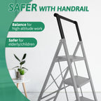 6 Step Ladder with Handrails, Heavy Duty Ladders for Home & Kitchen, Folding Ladder Easy to Store, Tall Ladder for Adults, Anti-Slip & Space-Saving Step Ladder, 330 Lbs Capacity