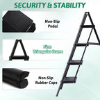4-Step Folding Ladder, Heavy Duty Ladders for Home & Kitchen, Folding Ladder Easy to Store, Tall Ladder for Adults, Anti-Slip & Space-Saving Step Ladder, 330 Lbs Capacity