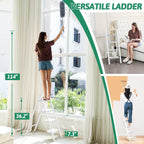 4-Step Folding Ladder, Heavy Duty Ladders for Home & Kitchen, Folding Ladder Easy to Store, Tall Ladder for Adults, Anti-Slip & Space-Saving Step Ladder, 330 Lbs Capacity, White